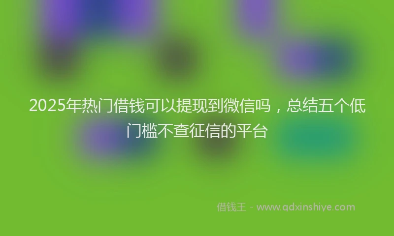 2025年热门借钱可以提现到微信吗，总结五个低门槛不查征信的平台