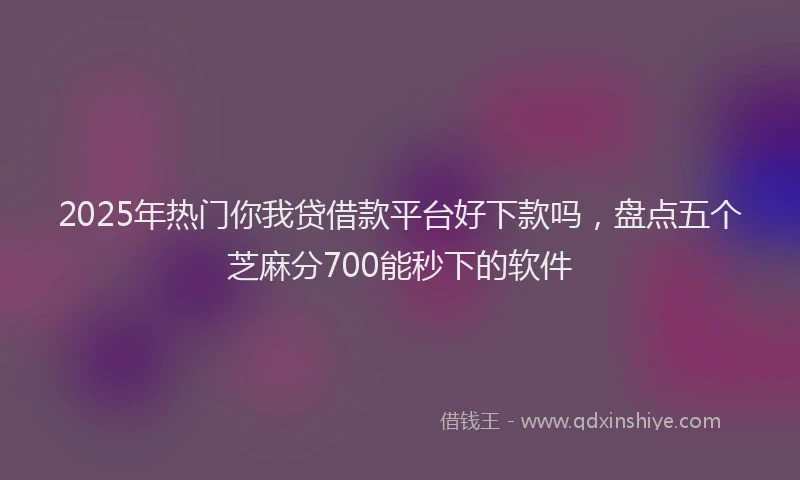 2025年热门你我贷借款平台好下款吗，盘点五个芝麻分700能秒下的软件