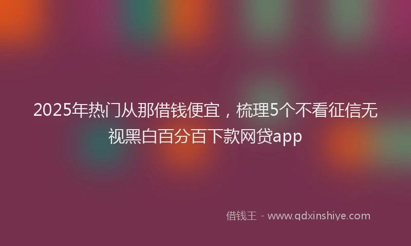 2025年热门从那借钱便宜，梳理5个不看征信无视黑白百分百下款网贷app