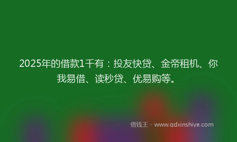2025年的借款1千有：投友快贷、金帝租机、你我易借、读秒贷、优易购等。