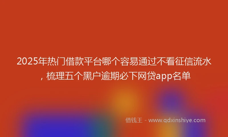 2025年热门借款平台哪个容易通过不看征信流水，梳理五个黑户逾期必下网贷app名单