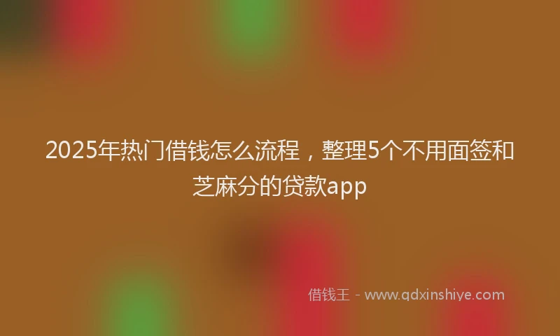 2025年热门借钱怎么流程，整理5个不用面签和芝麻分的贷款app