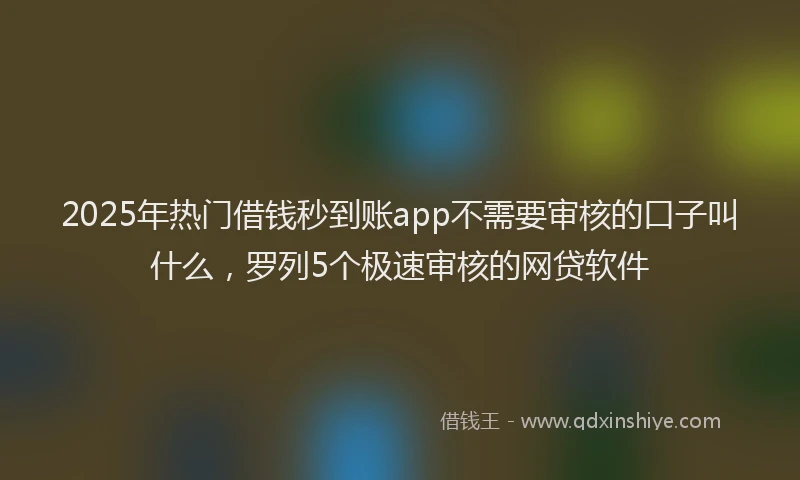 2025年热门借钱秒到账app不需要审核的口子叫什么，罗列5个极速审核的网贷软件