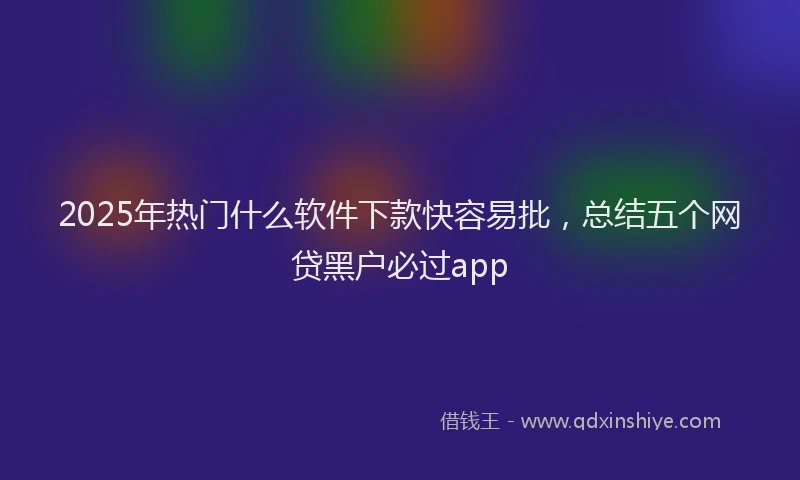 2025年热门什么软件下款快容易批，总结五个网贷黑户必过app