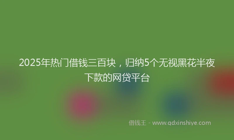 2025年热门借钱三百块，归纳5个无视黑花半夜下款的网贷平台