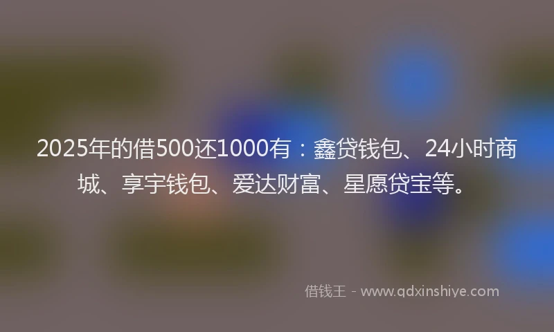 2025年的借500还1000有：鑫贷钱包、24小时商城、享宇钱包、爱达财富、星愿贷宝等。