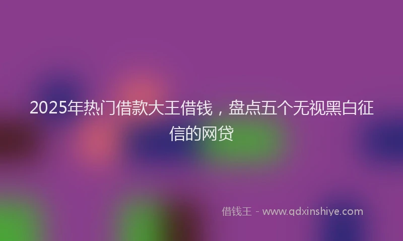 2025年热门借款大王借钱，盘点五个无视黑白征信的网贷