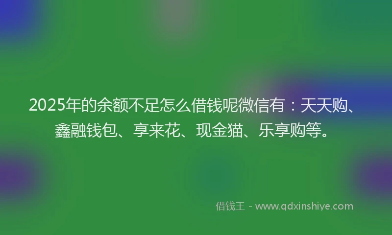 2025年的余额不足怎么借钱呢微信有：天天购、鑫融钱包、享来花、现金猫、乐享购等。