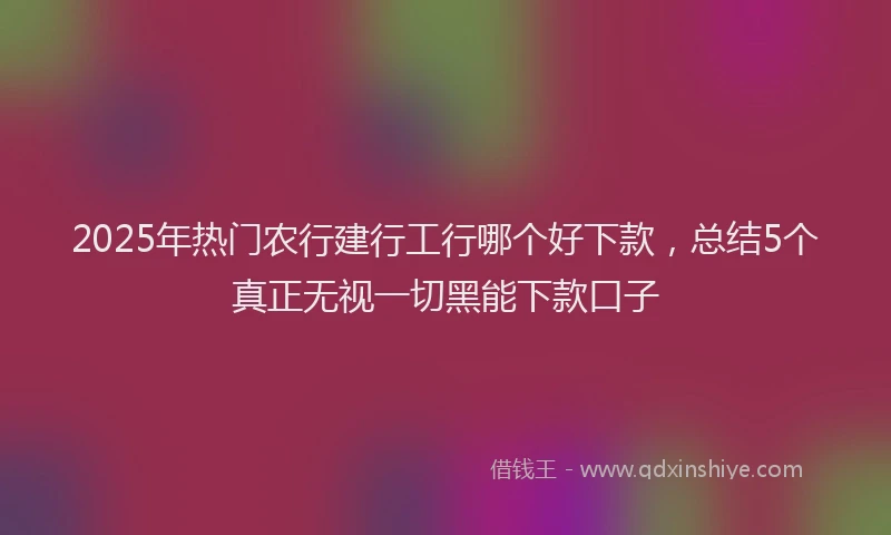 2025年热门农行建行工行哪个好下款，总结5个真正无视一切黑能下款口子
