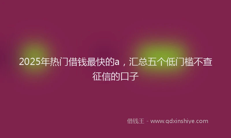 2025年热门借钱最快的a，汇总五个低门槛不查征信的口子
