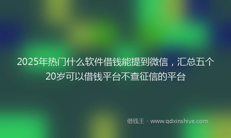 2025年热门什么软件借钱能提到微信，汇总五个20岁可以借钱平台不查征信的平台
