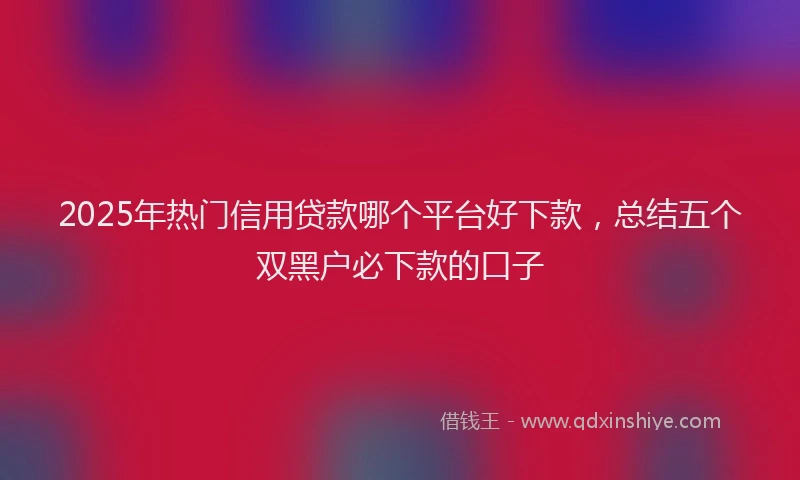 2025年热门信用贷款哪个平台好下款，总结五个双黑户必下款的口子