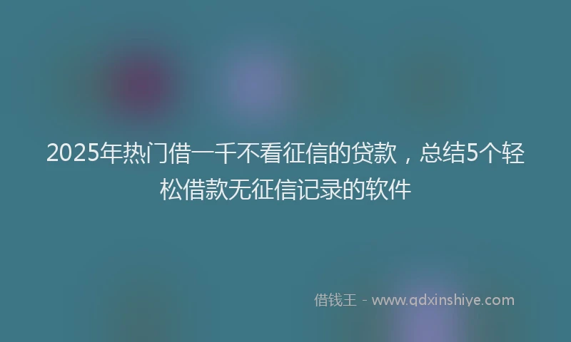2025年热门借一千不看征信的贷款，总结5个轻松借款无征信记录的软件