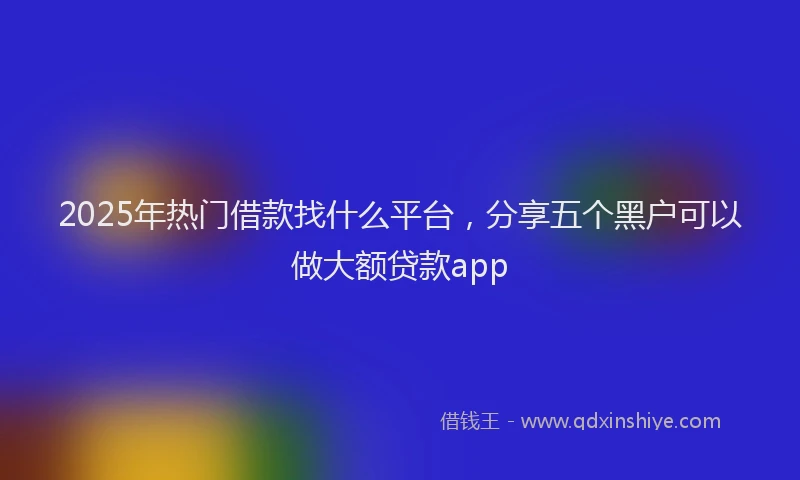 2025年热门借款找什么平台，分享五个黑户可以做大额贷款app