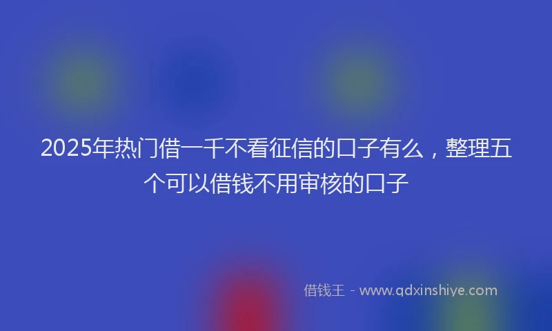 2025年热门借一千不看征信的口子有么，整理五个可以借钱不用审核的口子