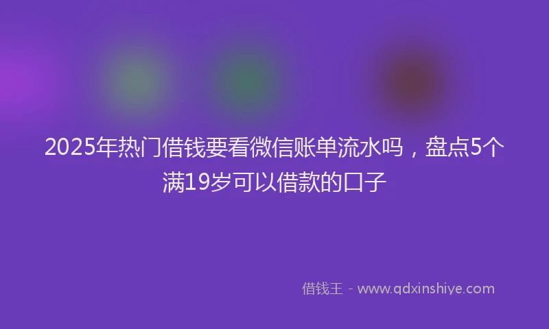 2025年热门借钱要看微信账单流水吗，盘点5个满19岁可以借款的口子