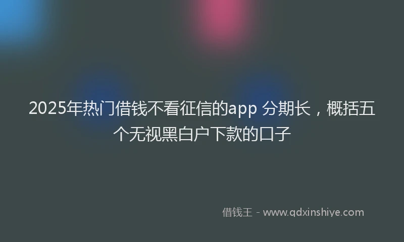 2025年热门借钱不看征信的app 分期长，概括五个无视黑白户下款的口子