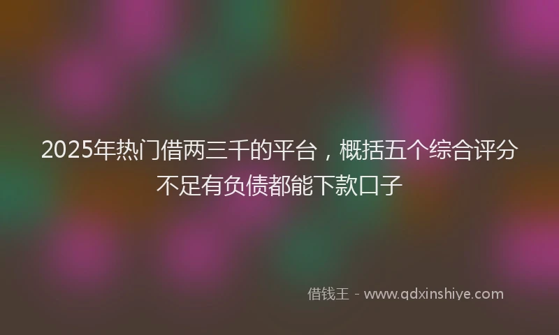 2025年热门借两三千的平台，概括五个综合评分不足有负债都能下款口子
