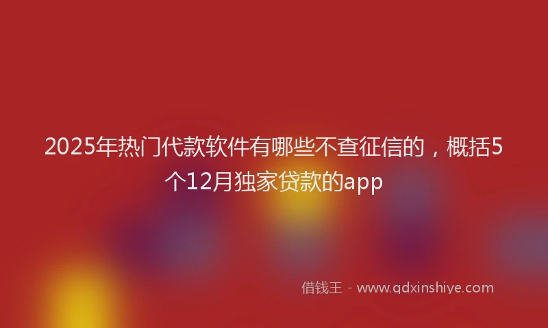 2025年热门代款软件有哪些不查征信的，概括5个12月独家贷款的app