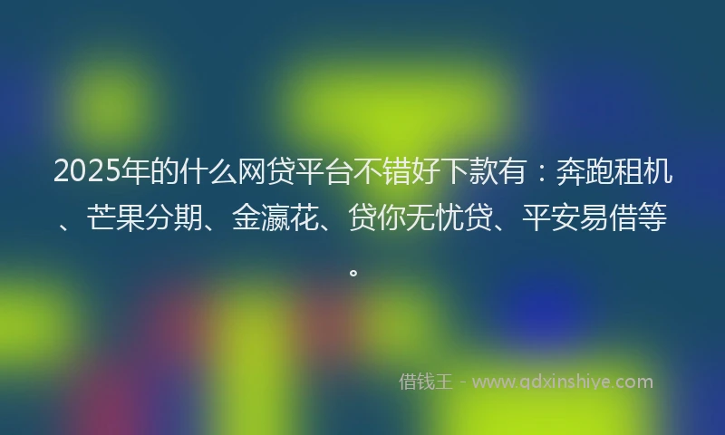 2025年的什么网贷平台不错好下款有：奔跑租机、芒果分期、金瀛花、贷你无忧贷、平安易借等。