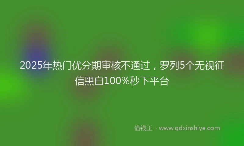 2025年热门优分期审核不通过，罗列5个无视征信黑白100%秒下平台