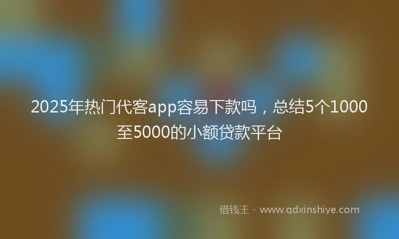 2025年热门代客app容易下款吗，总结5个1000至5000的小额贷款平台