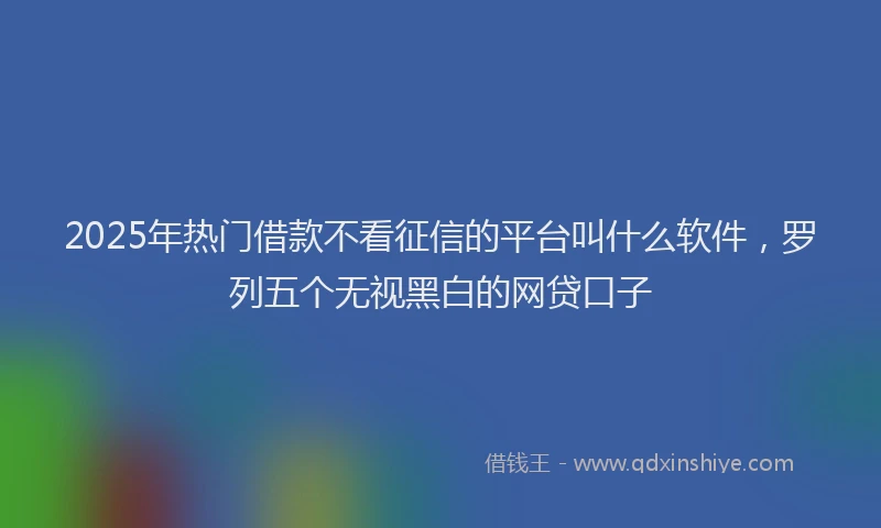 2025年热门借款不看征信的平台叫什么软件，罗列五个无视黑白的网贷口子