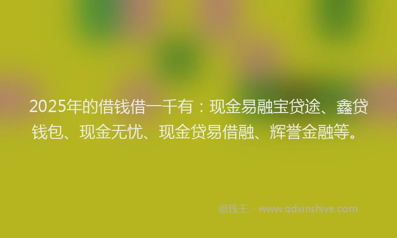 2025年的借钱借一千有：现金易融宝贷途、鑫贷钱包、现金无忧、现金贷易借融、辉誉金融等。