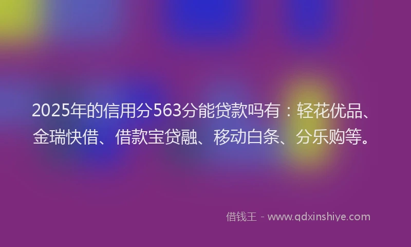 2025年的信用分563分能贷款吗有：轻花优品、金瑞快借、借款宝贷融、移动白条、分乐购等。