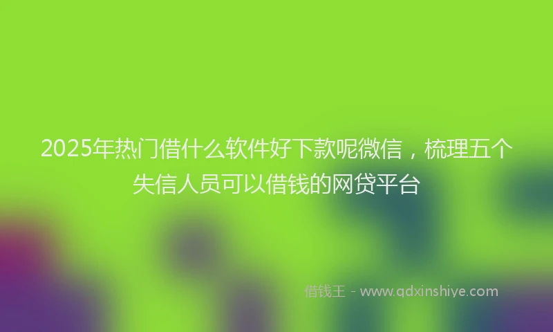 2025年热门借什么软件好下款呢微信，梳理五个失信人员可以借钱的网贷平台