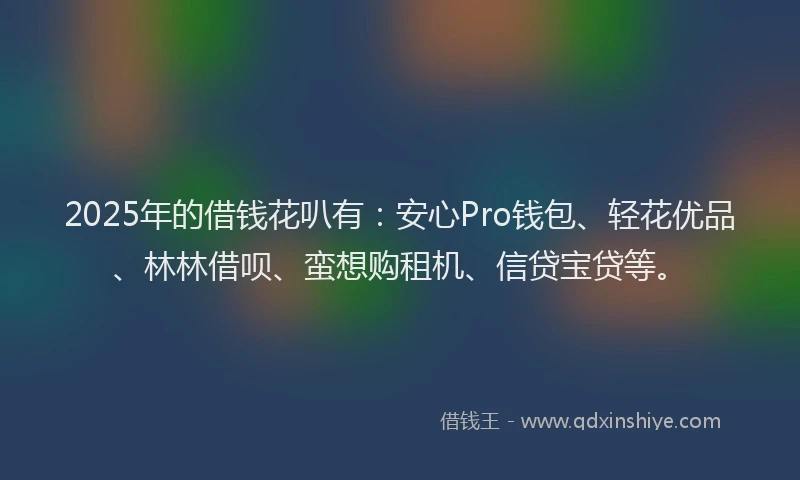 2025年的借钱花叭有：安心Pro钱包、轻花优品、林林借呗、蛮想购租机、信贷宝贷等。