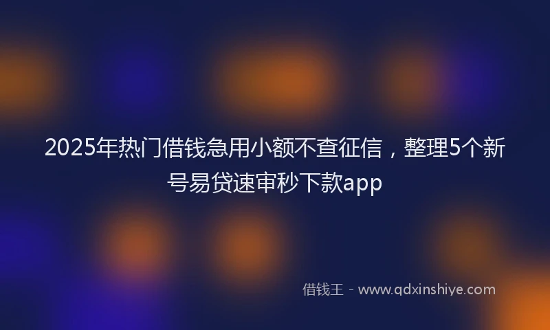 2025年热门借钱急用小额不查征信，整理5个新号易贷速审秒下款app