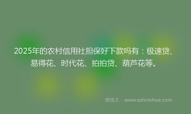 2025年的农村信用社担保好下款吗有：极速贷、易得花、时代花、拍拍贷、葫芦花等。