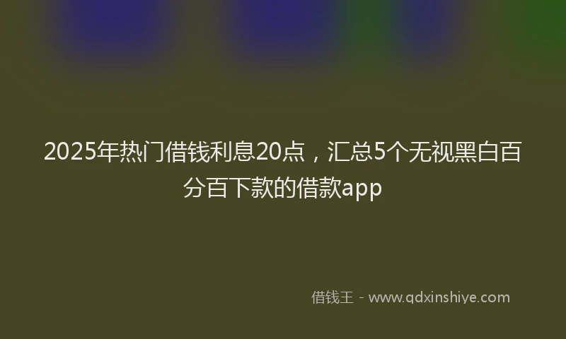 2025年热门借钱利息20点，汇总5个无视黑白百分百下款的借款app