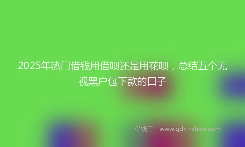 2025年热门借钱用借呗还是用花呗，总结五个无视黑户包下款的口子