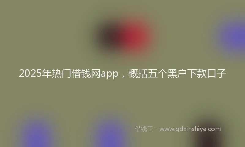 2025年热门借钱网app，概括五个黑户下款口子