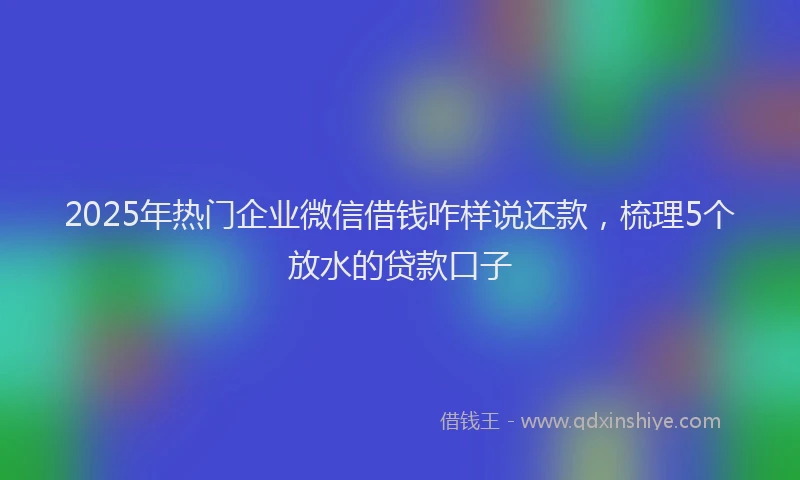 2025年热门企业微信借钱咋样说还款，梳理5个放水的贷款口子