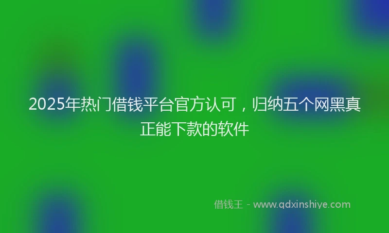 2025年热门借钱平台官方认可，归纳五个网黑真正能下款的软件