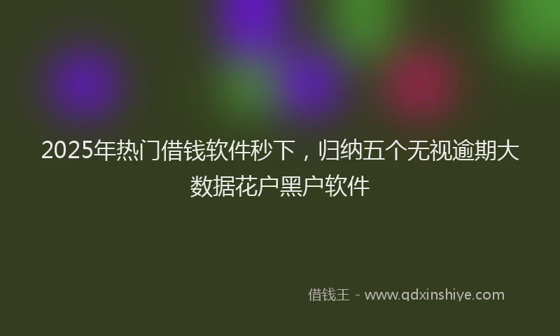 2025年热门借钱软件秒下，归纳五个无视逾期大数据花户黑户软件