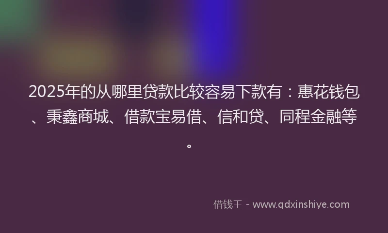 2025年的从哪里贷款比较容易下款有：惠花钱包、秉鑫商城、借款宝易借、信和贷、同程金融等。