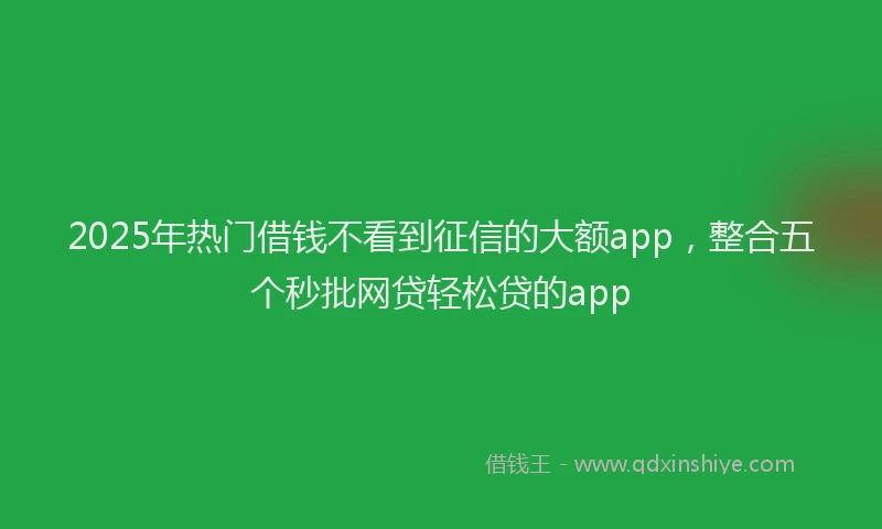 2025年热门借钱不看到征信的大额app，整合五个秒批网贷轻松贷的app