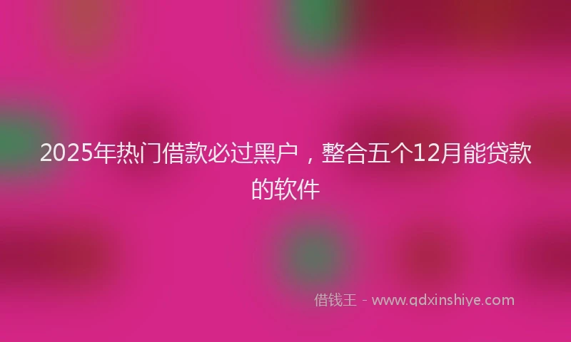 2025年热门借款必过黑户，整合五个12月能贷款的软件