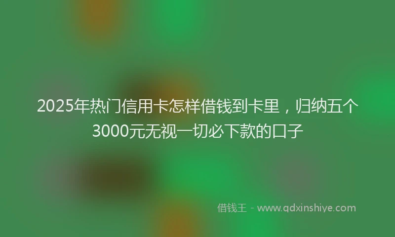 2025年热门信用卡怎样借钱到卡里，归纳五个3000元无视一切必下款的口子