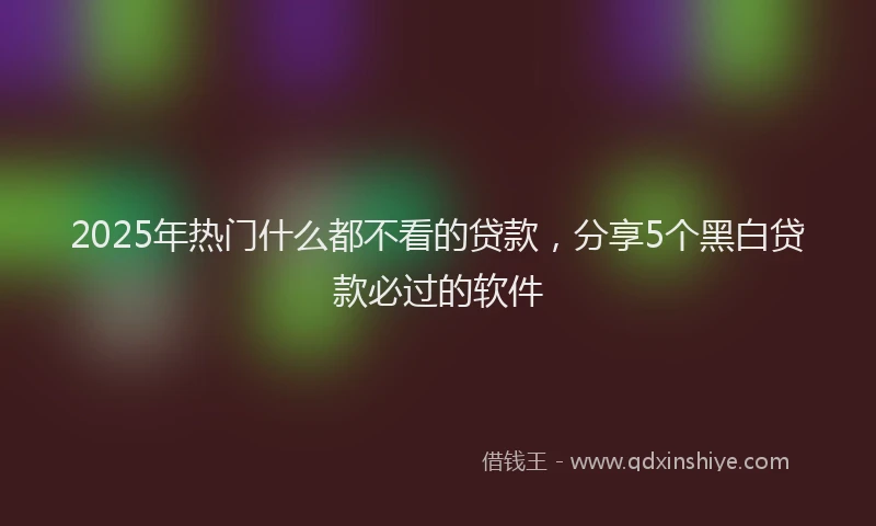 2025年热门什么都不看的贷款，分享5个黑白贷款必过的软件