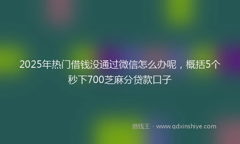 2025年热门借钱没通过微信怎么办呢，概括5个秒下700芝麻分贷款口子