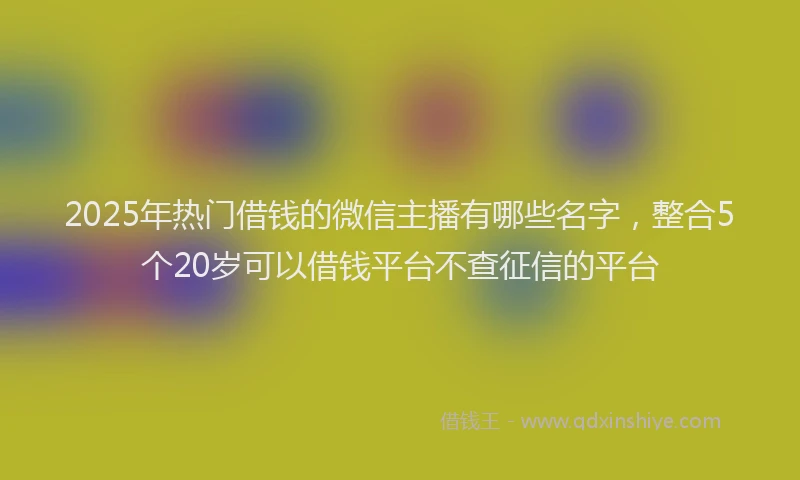 2025年热门借钱的微信主播有哪些名字，整合5个20岁可以借钱平台不查征信的平台