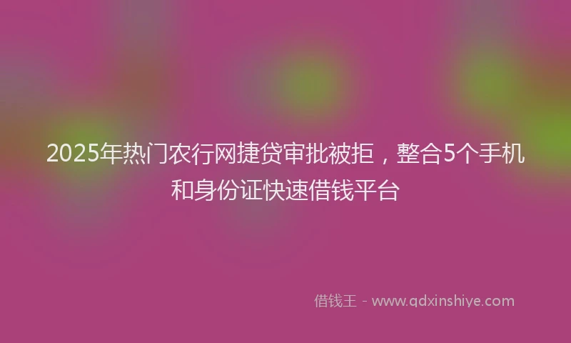 2025年热门农行网捷贷审批被拒，整合5个手机和身份证快速借钱平台