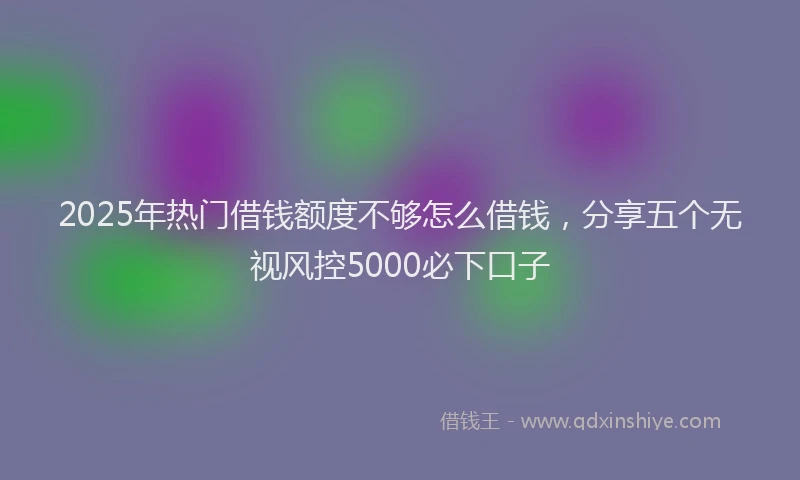 2025年热门借钱额度不够怎么借钱，分享五个无视风控5000必下口子