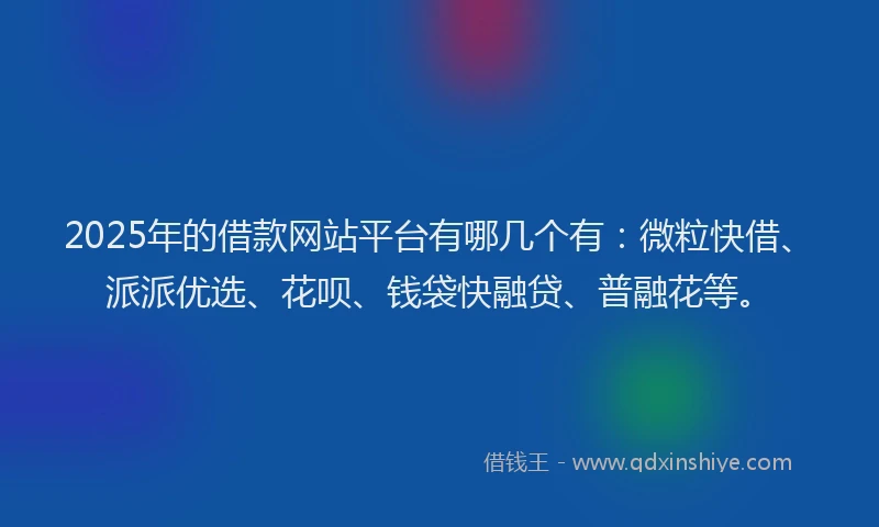 2025年的借款网站平台有哪几个有：微粒快借、派派优选、花呗、钱袋快融贷、普融花等。