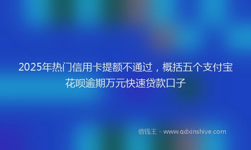 2025年热门信用卡提额不通过，概括五个支付宝花呗逾期万元快速贷款口子